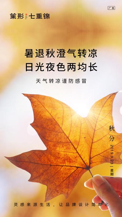 南门网 海报 秋分 二十四节气 秋天 枫叶 叶子