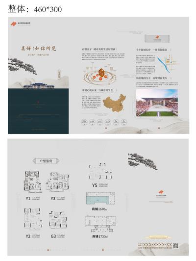 南门网 三折页 宣传手册 房地产 中式 品牌 区域 中国地图 户型图