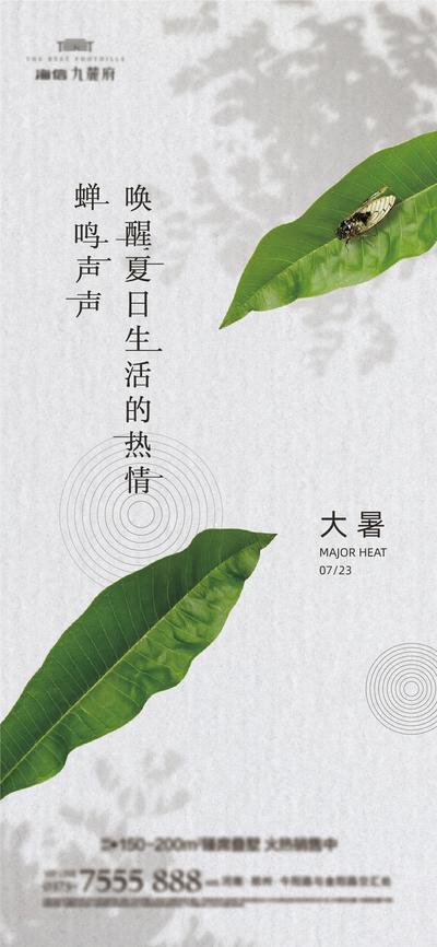 【南门网】海报 房地产 二十四节气 大暑 蝉鸣 绿叶