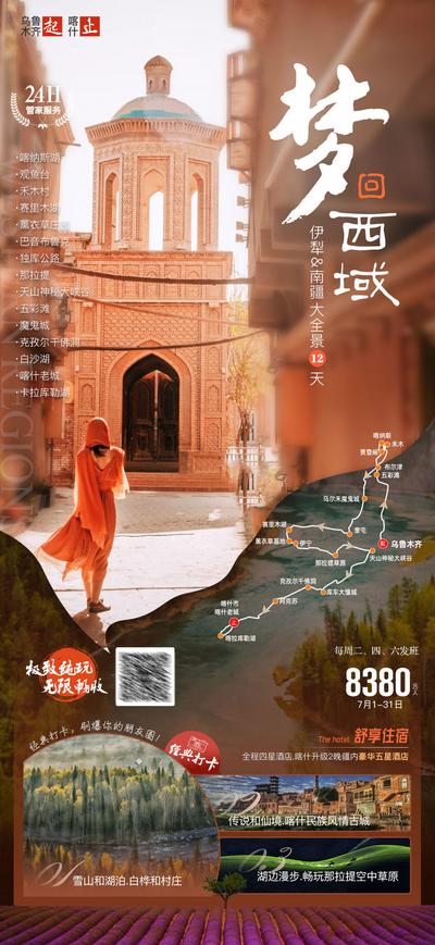 南门网 海报 旅游  新疆 南疆 北疆  古城 西域