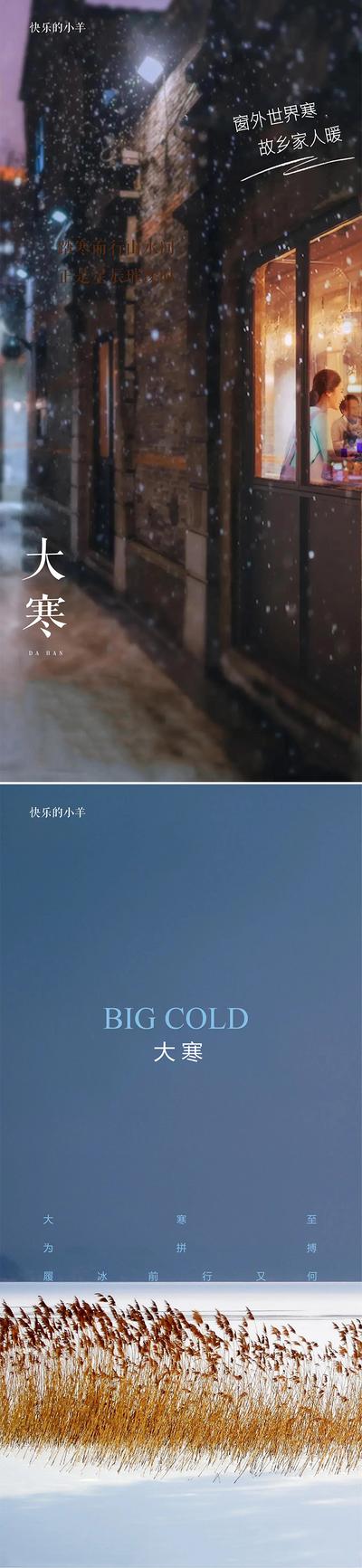 【南门网】海报 二十四节气 房地产 大寒 温馨 家人 芦苇 系列