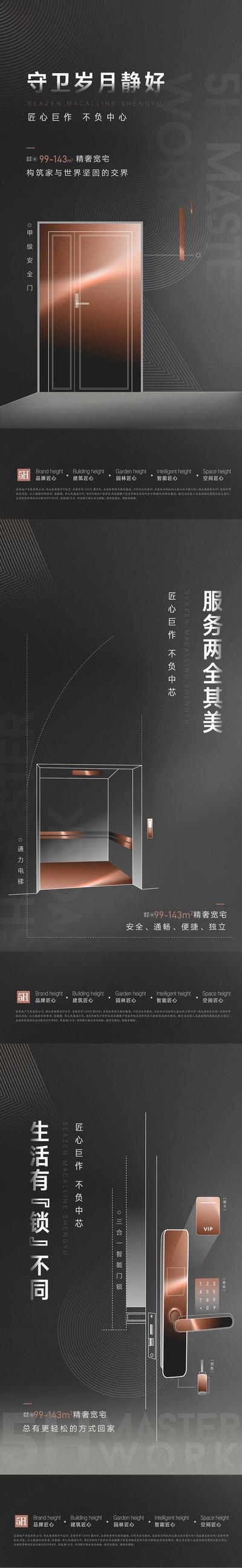 【南门网】海报 房地产 精工 安全门 电梯 智能锁