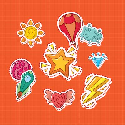 南门网 图形 icon 手举牌 异形 标签 贴纸 铅笔 气球 星星 太阳 卡通