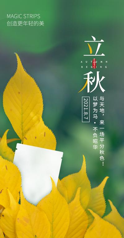南门网 海报 二十四节气 立秋 医美 树叶