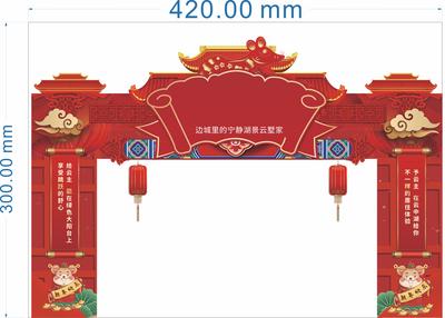南门网 门头 龙门架 房地产 中国传统节日 新年 红金