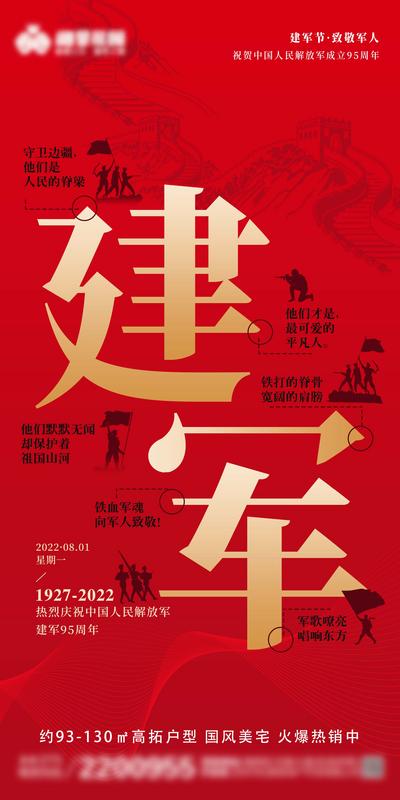南门网 广告 海报 建军节 八一 历程 长城 历史 军人 剪影