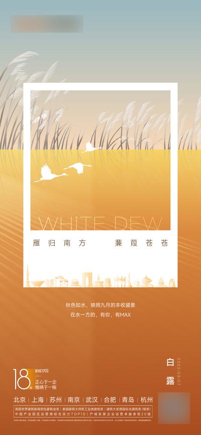 【南门网】广告 海报 地产 白露 白鹭 山水 大雁