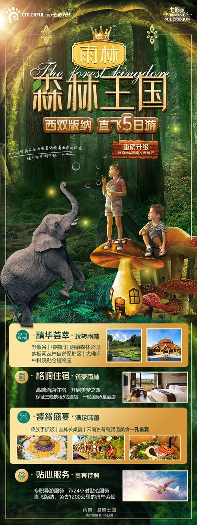 南门网 广告 海报 电商 西双版纳 长图 旅游 高端 大象 森林