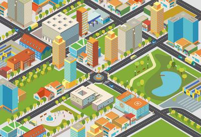 南门网 城市 插画 地图 2.5D 社区