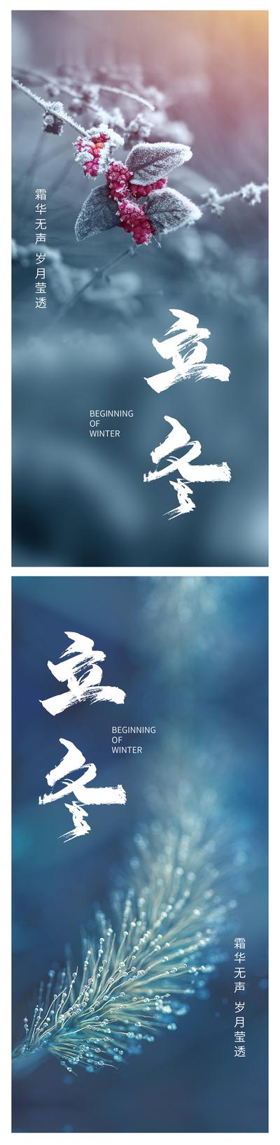 南门网 广告 海报 节气 立冬 书法字 简约 系列 风景 微距