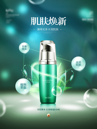 南门网 广告 海报 创意 化妆品 包装 场景 肌肤 品质 高端