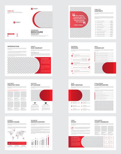 南门网 红色企业画册模板设计