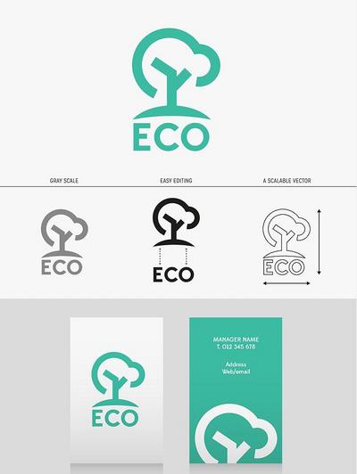 南门网 广告 标记 ECO LOGO 树 绿色