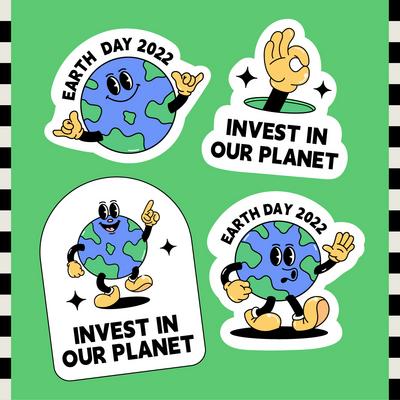 南门网 手举牌 卡通贴 拍照板 贴纸 活动物料 保护地球 环保 公益 地球日