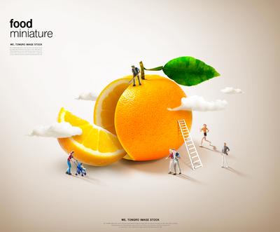 【南门网】广告 海报 合成 橙子 创意 大气 空间 水果 橘子