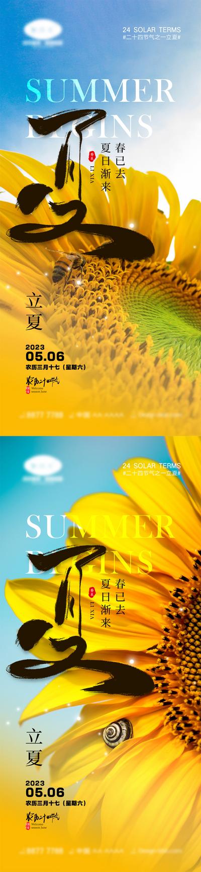 【南门网】海报 中式 二十四节气 夏天 立夏 夏至 柳树 荷花 荷叶 蜻蜓 水墨