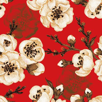 南门网 广告 海报 纹理 花卉 日式 高档 绣花 纹理 复古