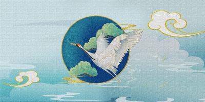 南门网 广告 海报 中式 刺绣 意境 地产 元素 山水 仙鹤