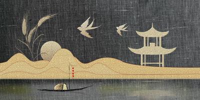 南门网 广告 海报 中式 山水 刺绣 意境 地产 元素