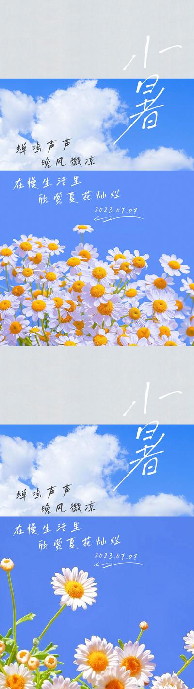 南门网 广告 海报 节气 小暑 鲜花 风景 系列