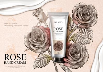 南门网 广告 海报 复古 化妆品 精华 玫瑰