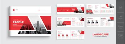 南门网 红色创意几何红色简介画册宣传册设计