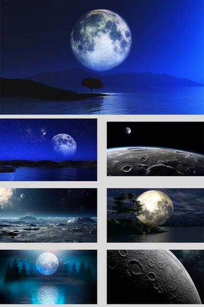 南门网 广告 背景板 蓝色 月亮