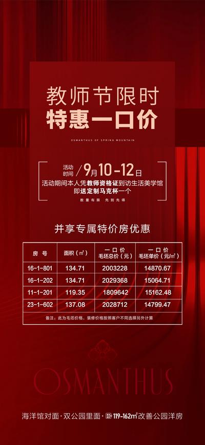 南门网 广告 海报 地产 特价房 教师节 红色 热点 接势 红金 促销