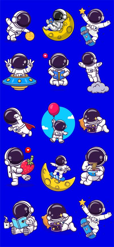 【南门网】插画 宇宙 太空 宇航员 矢量 素材 太空人 手绘 色彩 科幻 飞碟 外星人 月亮
