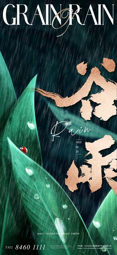南门网 广告 海报 节气 谷雨 艺术 下雨 雨水 水滴 花卉 铃兰花 雨中 朦胧 轻奢 弥散风 高级