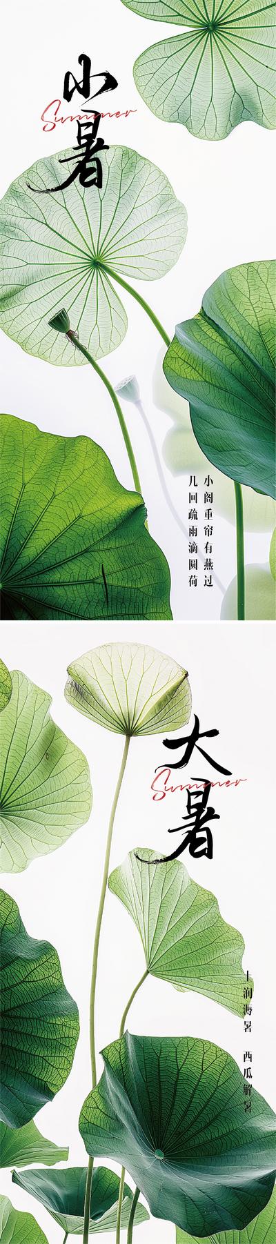 南门网 广告 海报 系列 大暑 小暑 二十四节气 小清新 莲花