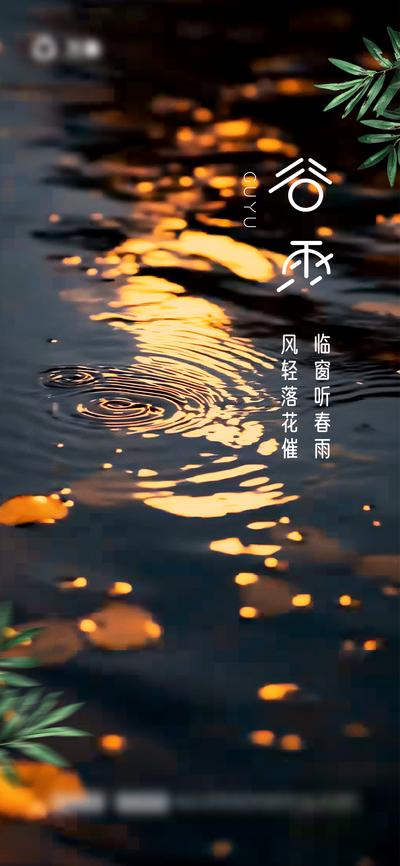 南门网 广告 海报 二十四节气 谷雨 下雨 微距 风景 意境 唯美 简约 植物