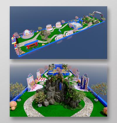 南门网 美陈 打卡点 DP点 展示 合影点 签到处 3D模型 C4D 中庭美陈 游园会